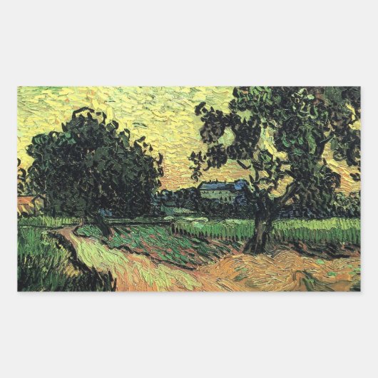 Landscape w Chatau of Auvers by Vincent van ゴッホ 長方形シール (正面)