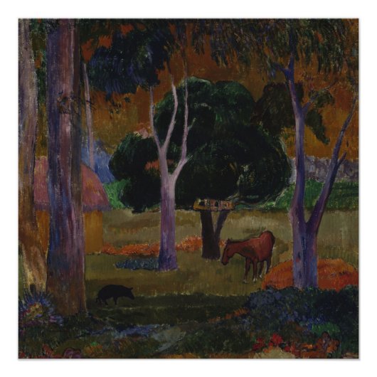 Landscape With a Pig and a Horse Gauguin ポスター (正面)