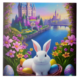 landscape with a rabbit and magical castles タイル
