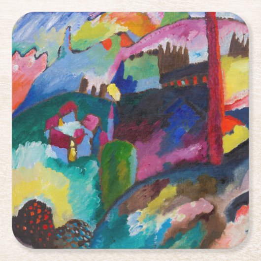 Landscape with Factory Chimney, Wassily Kandinsky スクエアペーパーコースター (正面)