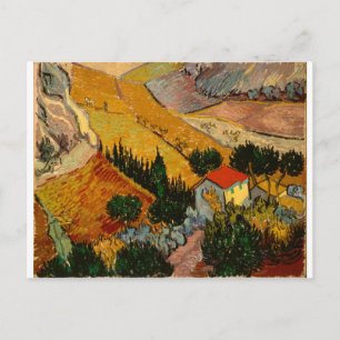 Landscape with House & Plowman, Vincent Van ゴッホ ポストカード