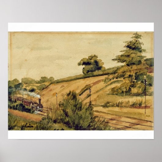 Landscape with Train, 1854 （W/cとPencil on pape） ポスター (正面)