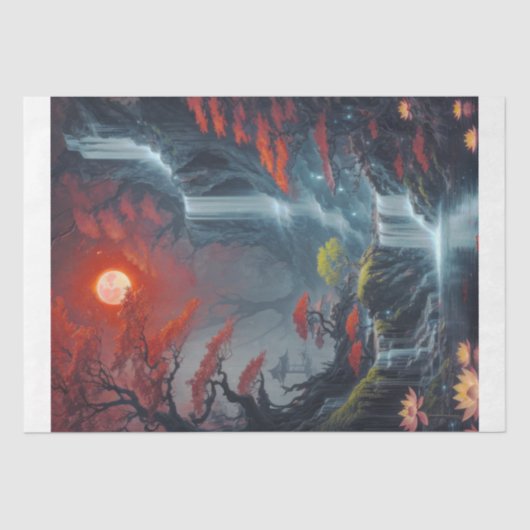 Landscape with Waterfall Decoupage 薄葉紙 (正面)