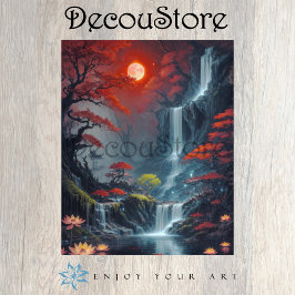 Landscape with Waterfall Decoupage 薄葉紙