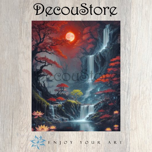 Landscape with Waterfall Decoupage 薄葉紙