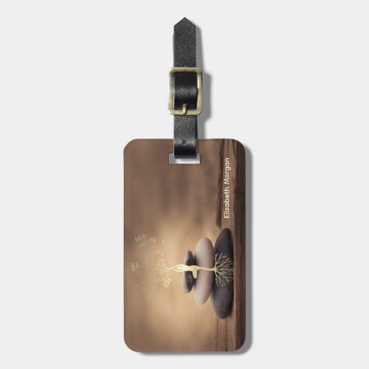 Landscape, Zen Stones Brown ラゲッジタグ (正面縦)