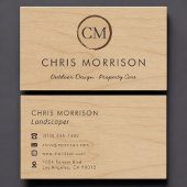 Landscaper Rustic Wood Monogram Professional 名刺