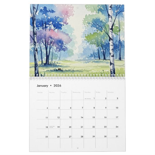 Landscapes Calendar カレンダー (1月 2026)