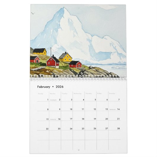 Landscapes Calendar カレンダー (2月 2026)