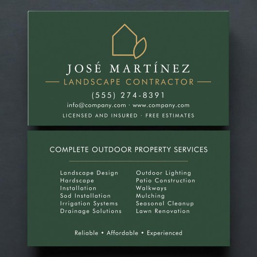 Landscaping Contractor Professional Business Card 名刺