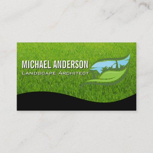 Landscaping Gardening Logo | Leaf Grass 名刺 (正面)