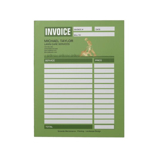 Landscaping Lawn Mowing Business Receipt Invoice ノートパッド (回転)