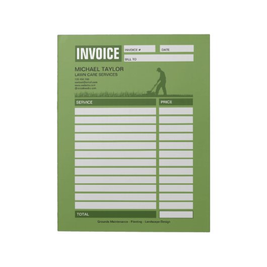 Landscaping Lawn Mowing Business Receipt Invoice ノートパッド (回転)