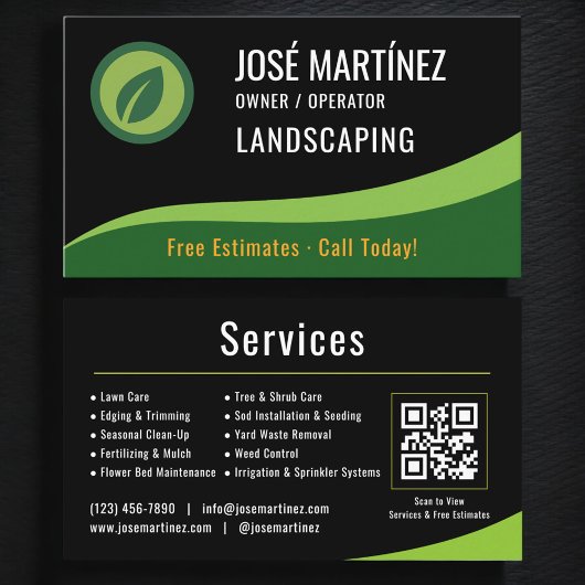 Landscaping Lawn Service QR Code 名刺