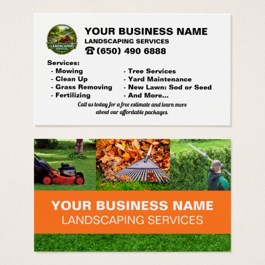 Landscaping Services Business card Lawn care (正面&裏面)