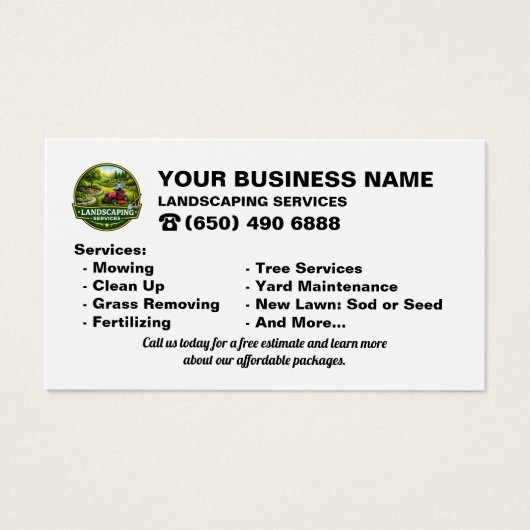 Landscaping Services Business card Lawn care (正面)
