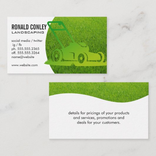 Landscaping Services | Lawn Mower Icon 名刺 (正面/裏面)