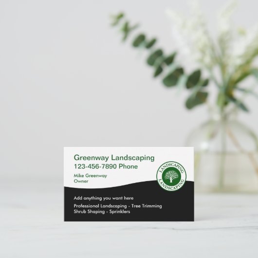 Landscaping Services Modern Business Cards 名刺 (スタンド正面)