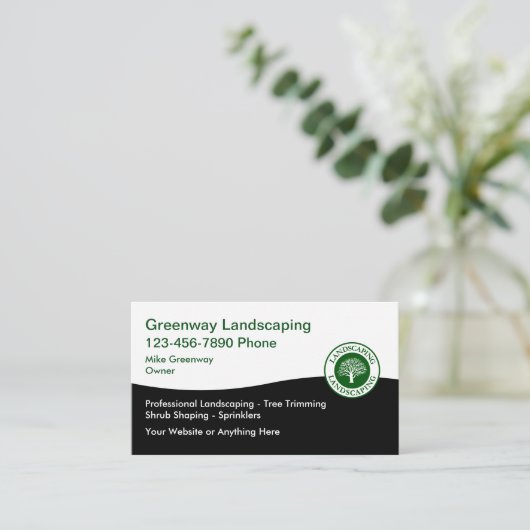 Landscaping Services Simple Modern Business Cards 名刺 (スタンド正面)