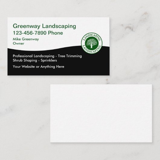 Landscaping Services Simple Modern Business Cards 名刺 (正面/裏面)