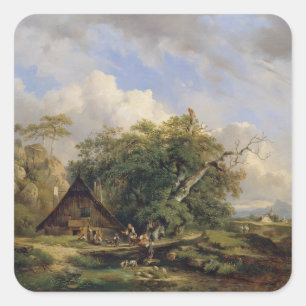 Landschaft bei Gutenstein - Dominik Schufried スクエアシール