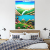 Landschaft mit See und Berge キャンバスプリント (インサイチュ (寝室))