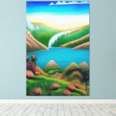 Landschaft mit See und Berge キャンバスプリント (インサイチュ (ウッドフロア))