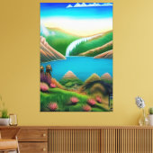 Landschaft mit See und Berge キャンバスプリント (インサイチュ (リビング))