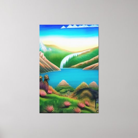 Landschaft mit See und Berge キャンバスプリント (正面)