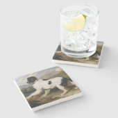 Landseer Newfoundland Dog （白黒の動物） ストーンコースター (横)