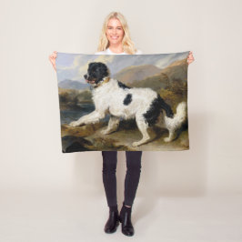 Landseer Newfoundland Dog （白黒の動物） フリースブランケット