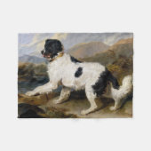 Landseer Newfoundland Dog （白黒の動物） フリースブランケット (正面(横))