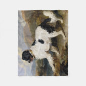 Landseer Newfoundland Dog （白黒の動物） フリースブランケット (正面)