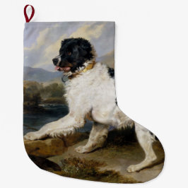 Landseer Newfoundland Dog （白黒の動物） ラージクリスマスストッキング