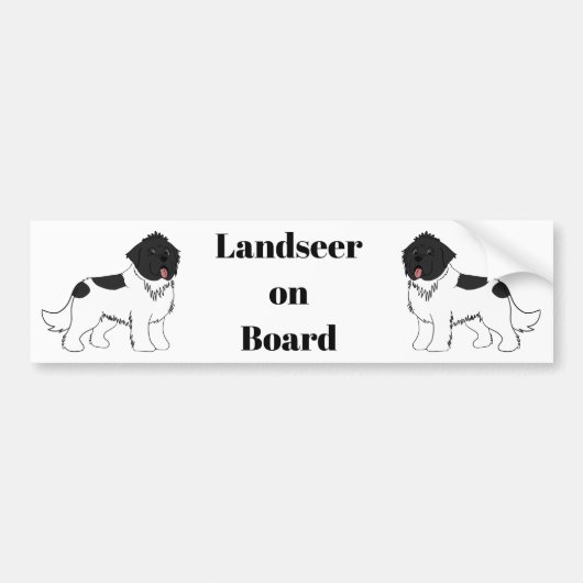 "Landseer On Board" Landseer Newfoudland バンパーステッカー (正面)