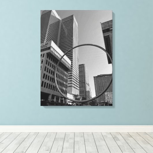 L'Anenauまたはリングや輪、モントリオール・カナダ彫刻 キャンバスプリント (インサイチュ (ウッドフロア))