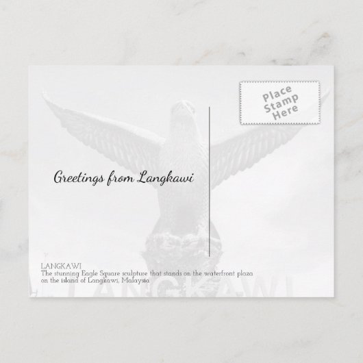 Langkawi Eagle彫刻マレーシア旅行カード ポストカード (裏面)