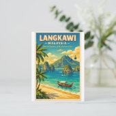 Langkawi Island, Malaysia, in a vibrant retro  ポストカード (スタンド正面)