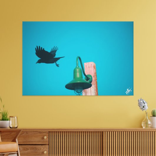 Langley Crow on Light Post Series #10 キャンバスプリント (インサイチュ (リビング))