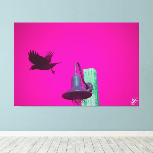 Langley Crow on Light Post Series #12 キャンバスプリント (インサイチュ (ウッドフロア))