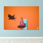 Langley Crow on Light Post Series #2 キャンバスプリント (インサイチュ (ウッドフロア))