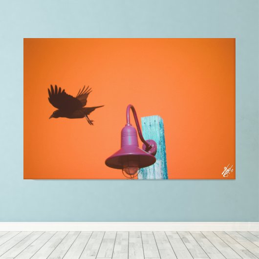 Langley Crow on Light Post Series #2 キャンバスプリント (インサイチュ (ウッドフロア))