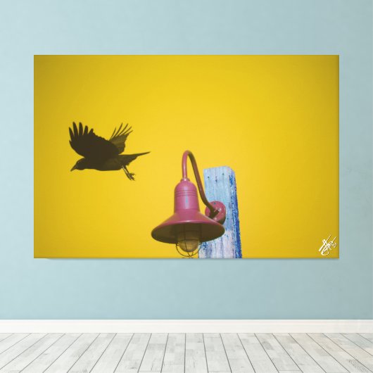 Langley Crow on Light Post Series #4 キャンバスプリント (インサイチュ (ウッドフロア))