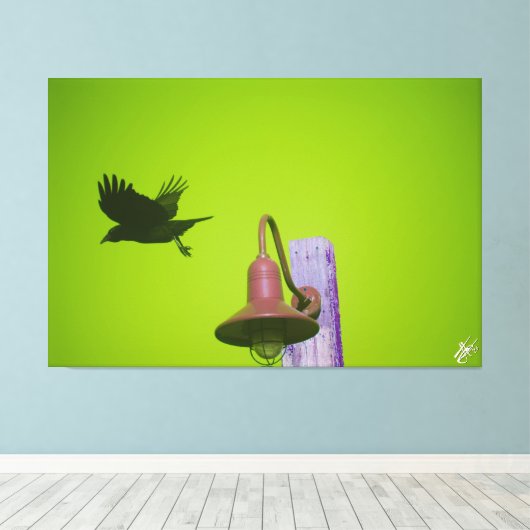 Langley Crow on Light Post Series #5 キャンバスプリント (インサイチュ (ウッドフロア))