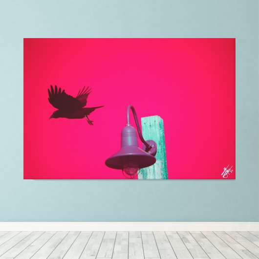 Langley Crow on Light Post Series #6 キャンバスプリント (インサイチュ (ウッドフロア))