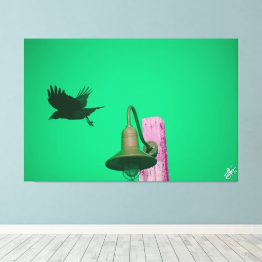 Langley Crow on Light Post Series #7 キャンバスプリント (インサイチュ (ウッドフロア))