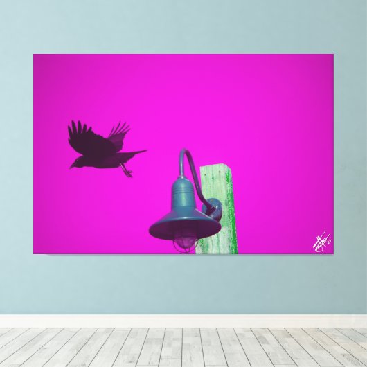 Langley Crow on Light Post Series #8 キャンバスプリント (インサイチュ (ウッドフロア))