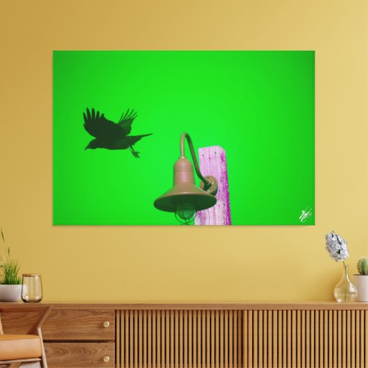 Langley Crow on Light Post Series #9 キャンバスプリント (インサイチュ (リビング))