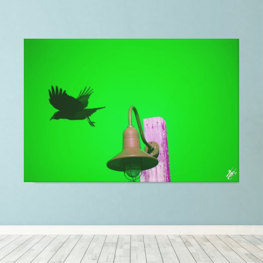 Langley Crow on Light Post Series #9 キャンバスプリント (インサイチュ (ウッドフロア))