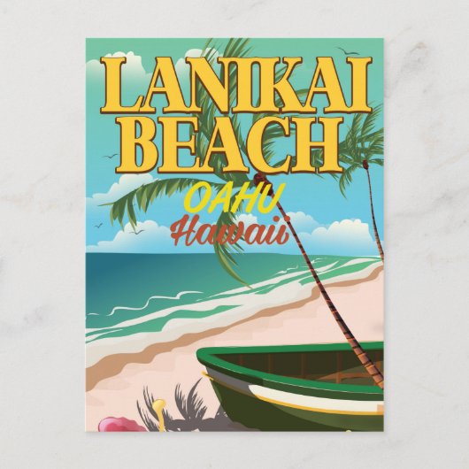 lanikaiビーチハワイ旅行ポスター ポストカード (正面)